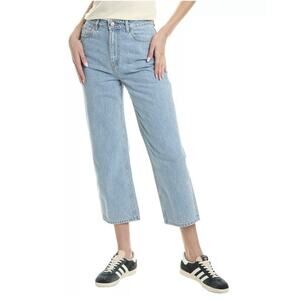 NWT GANNI Misy Cropped Relaxed Straight High Rise Jeans Size 28 Light Blue Stone